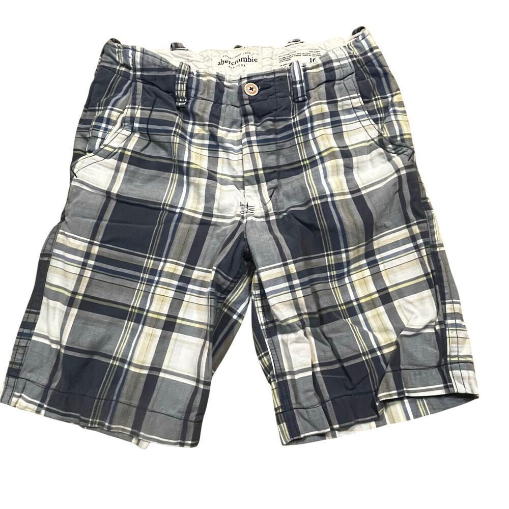 Abercrombie Plaid Shorts Youth 16 Drawstring Preppy Y2K Casual Summer
